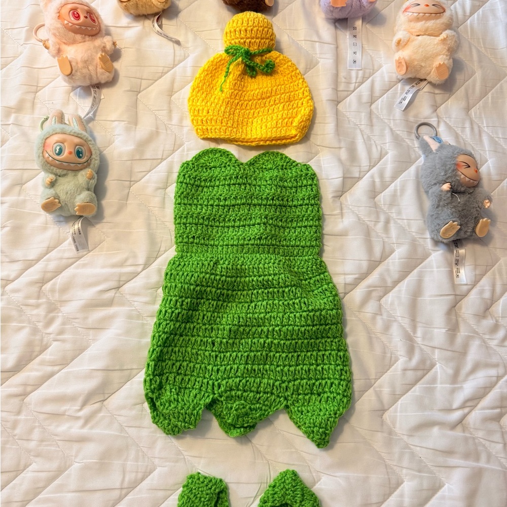 Kids Crochet Costume Set  (Tinker Bell)- Green and Yellow